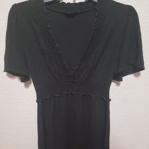 BCBGMAXAZRIA- Black ruched blouse